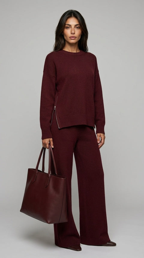 Conjunto Milán – Conjunto burdeos de punto dos piezas mujer
